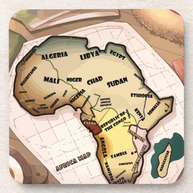 Porta-copo Mapa da África (Frente)