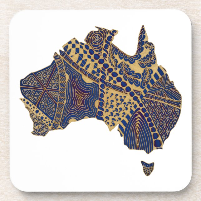 Porta-copo Mapa da Austrália - Azul-azul-vermelho (Frente)