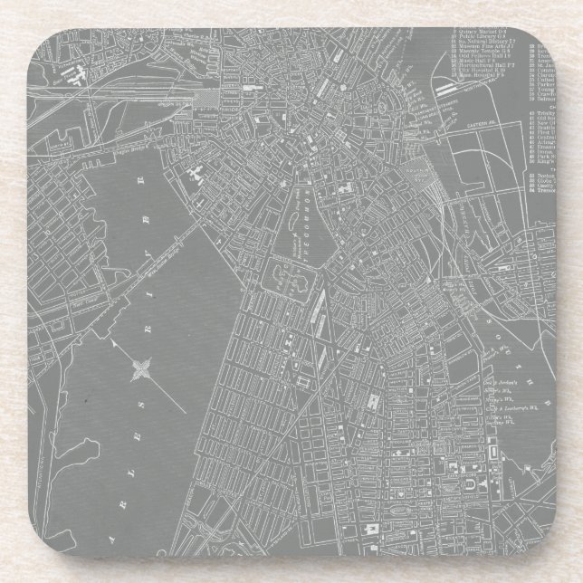 Porta-copo Mapa da Cidade de Boston (Frente)