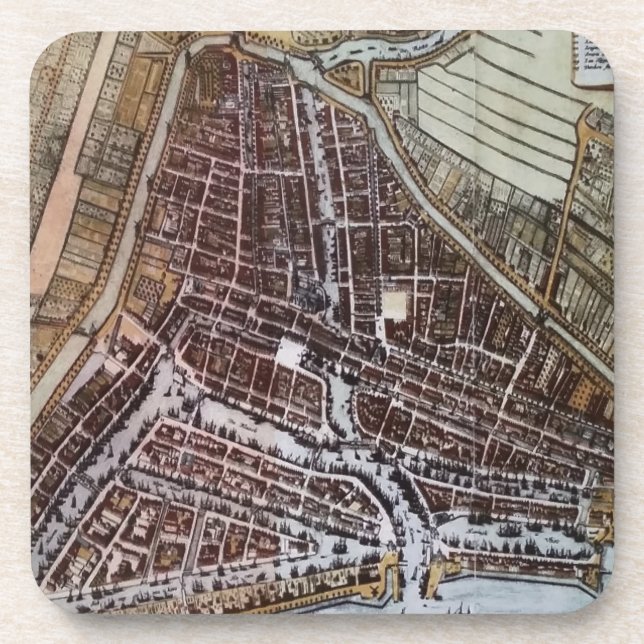 Porta-copo Mapa da cidade de réplica de Roterdão 1652 (Frente)