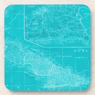 Porta-copo Mapa de Cuba Azul