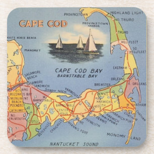 Porta-copo Mapa de Massachusetts do Old Cape Cod