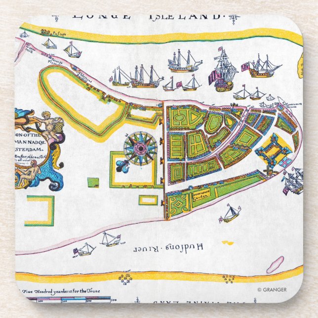 Porta-copo Mapa de New Amsterdam, 1661 (Frente)