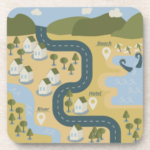 Porta-copo mapa de viagem de férias do cenário de cartoon na