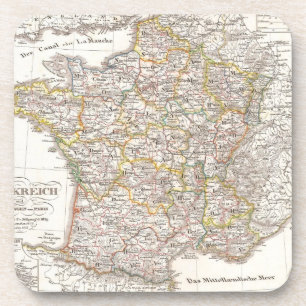 Porta-copo Mapa de Vintage da França (1850)