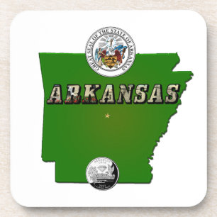 Porta-copo Mapa do Arkansas, Selo e Serviço Estatal Faux Quar