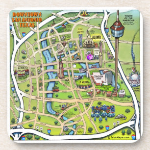 Porta-copo Mapa do Cartoon San Antonio centro