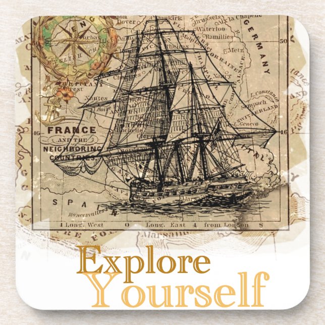 Porta-copo Mapa do Mundo Vintage (Frente)