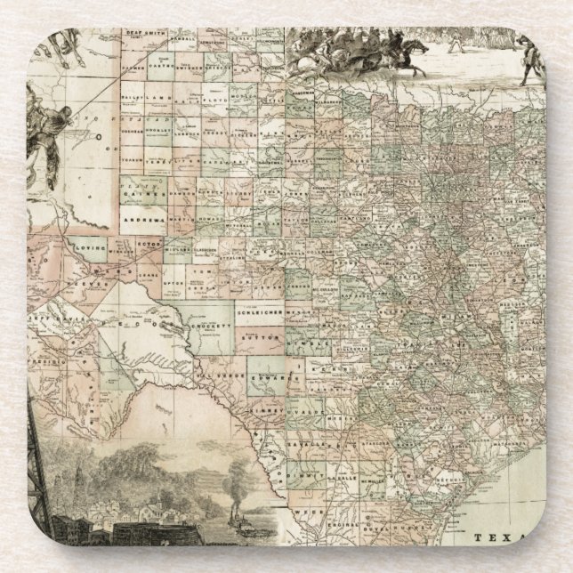 Porta-copo Mapa do Texas com o County Borders (Frente)
