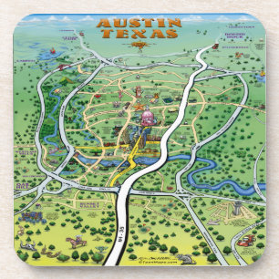 Porta-copo Mapa dos desenhos animados de Austin Texas