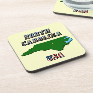 Porta-copo Mapa e Texto da Carolina do Norte