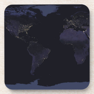 Porta-copo Mapa Global das Luzes da Cidade da Terra à Noite.