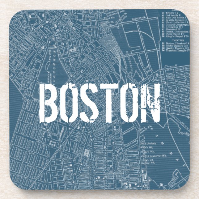Porta-copo Mapa gráfico de Boston (Frente)