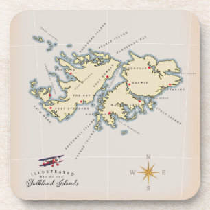 Porta-copo Mapa ilustrado das Ilhas Malvinas.