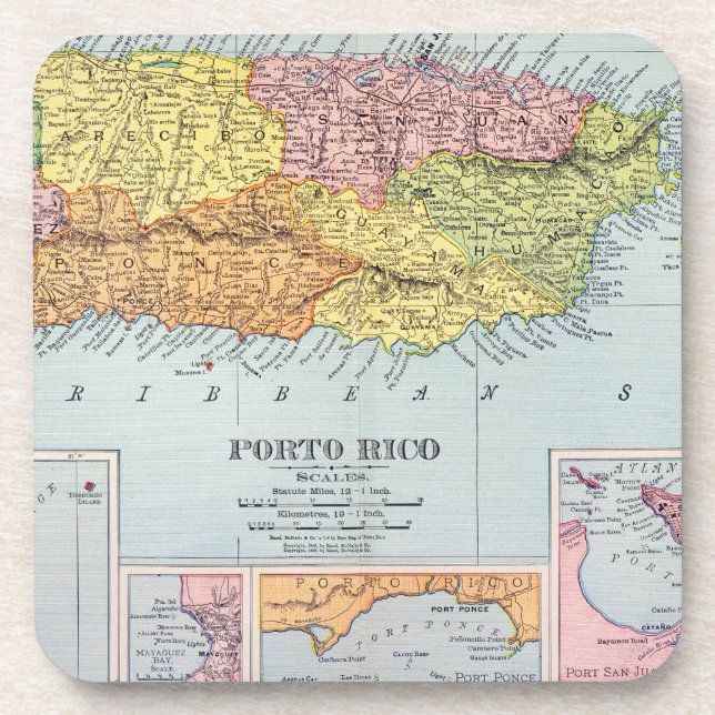 PORTA-COPO MAPA: PUERTO RICO, 1900 (Frente)