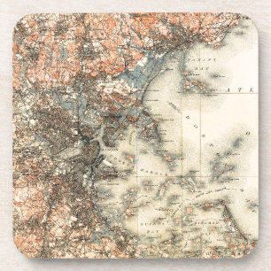 Porta-copo Mapa Topográfico de Boston Massachusetts de 1898