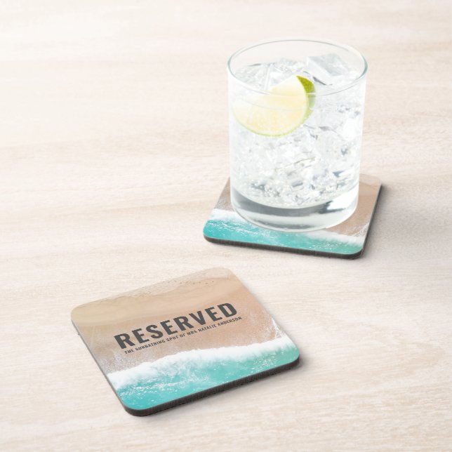 Porta-copo Mar reservado e praia de férias de verão com dom p (Lado Direito)