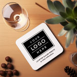Porta-copo Marca da empresa de logotipo preto personalizado a<br><div class="desc">As portas copos com marca personalizada quadrada apresentam o seu design de logotipo profissional. Basta adicionar o logotipo de sua empresa à imagem de espaço reservado em preto e branco. As cores podem ser modificadas.</div>