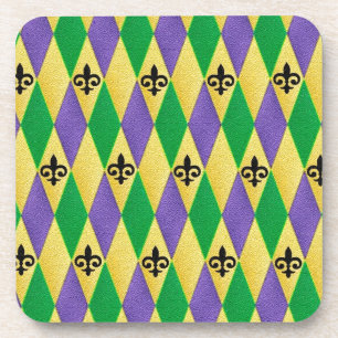 Porta-copo Mardi Gras Harlequin Fleur De Lis