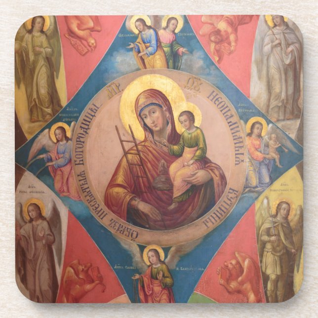 Porta-copo Maria, Jesus e Anjos (Frente)