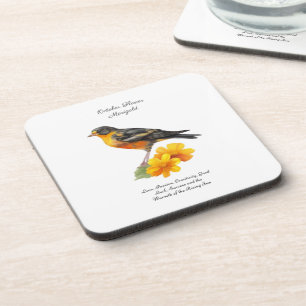Porta-copo Marigold Flower and Bird Birds, outubro