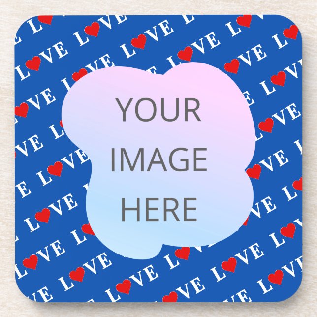 Porta-copo Marinho Blue LOVE Retro Elegante (Frente)