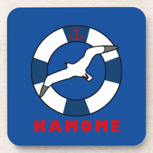 Porta-copo Marinho do anel de Natação e gaivota azul