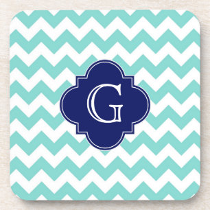 Porta-copo Marinho Quatrefoil Quatrefoil Turq / Aqua Wht Quat