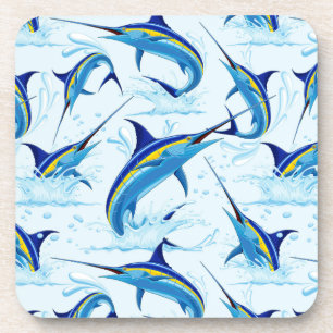 Porta-copo Marlin Azul Saltando do Oceano