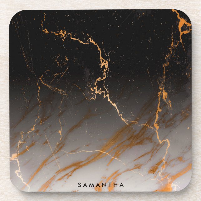 Porta-copo Mármore preto & branco (Frente)