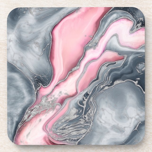Porta-copo Mármore-rosa - pinças pastéis, cinzas e prata (Frente)
