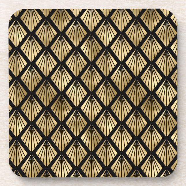 Porta-copo Marrom escuro e Dourado Deco de Arte Padrão (Frente)
