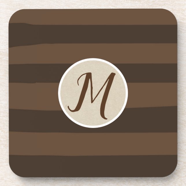Porta-copo Marrom Mocha Listras Divertidas Funky Moderno Chic (Frente)