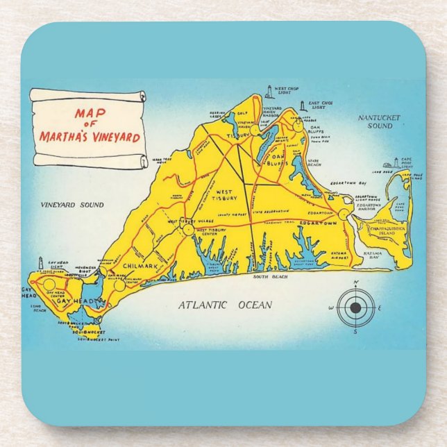 Porta-copo Martha's Vineyard Map  (Frente)