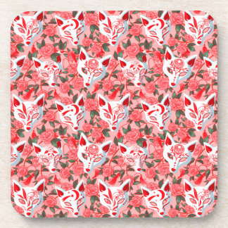 Porta-copo Máscaras de gatinho e camélia florescente a rosa