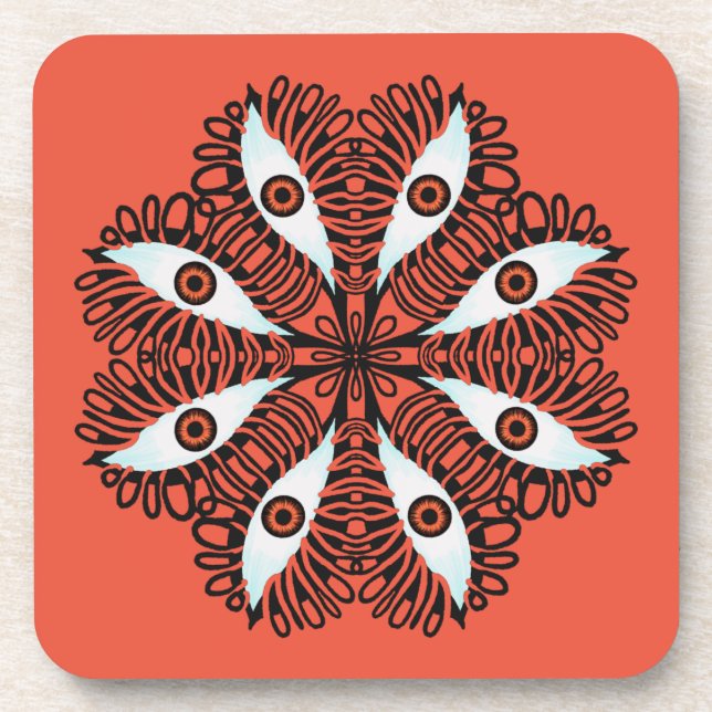 Porta-copo Mau olhos estranho, disquete vermelho (Frente)