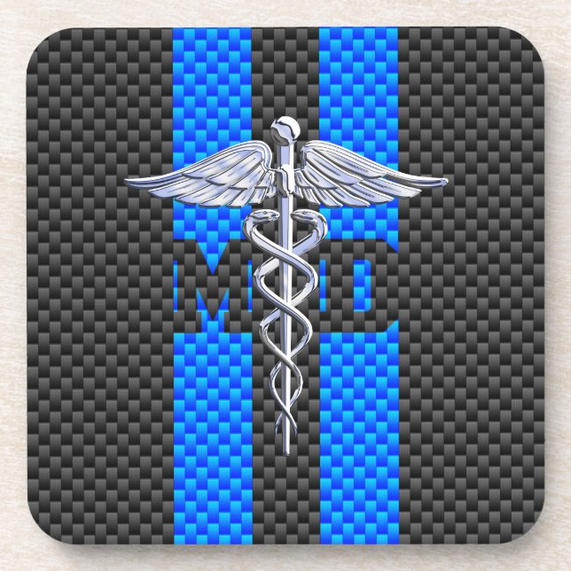 Porta-copo Médico MD Caduceus Fibras de Carbono Stripes (Frente)