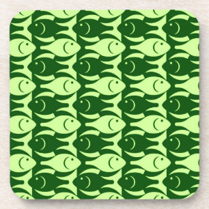 Porta-copo Médio-século Peixe moderno, limão e verde escur