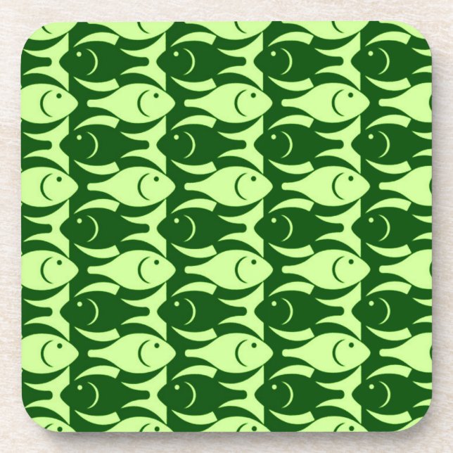 Porta-copo Médio-século Peixe moderno, limão e verde escuro (Frente)