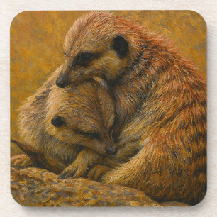 Porta-copo Meerkat Cuddle - Pintura De Vida Selvagem Tonelada