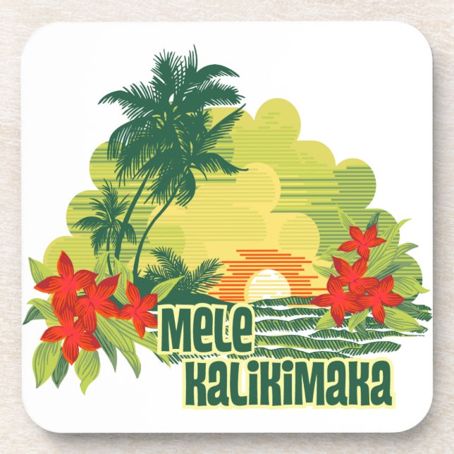 Porta-copo Mele Kalikimaka Ilha Tropical Natal (Frente)