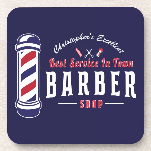 Porta-copo Melhor Lista de Serviço de Barber Monograma de Bar (Frente)
