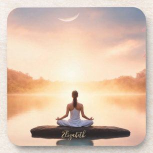 Porta-copo Menina de Meditação Pedra Zen