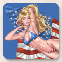 Menina do Pinup do biquini da bandeira americana