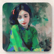 Menina em vestida verde