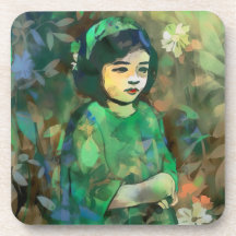 Menina em vestida verde