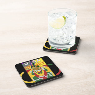 Porta-copo Mensagem de amor em Rasta Colors Art Impressão