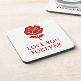 Porta-copo Mensagem de Rosa Vermelha em Flor para Sempre no D