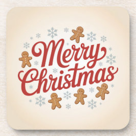 Porta-copo  Merry Christmas Gingerbread Men Snowflakes Coaste