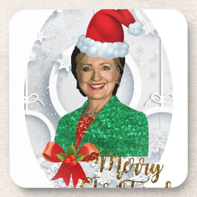 Porta-copo merry xmas Hillary clinton (Frente)